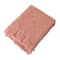Glitzhome® Coral Pink Grid Cotton Woven Throw